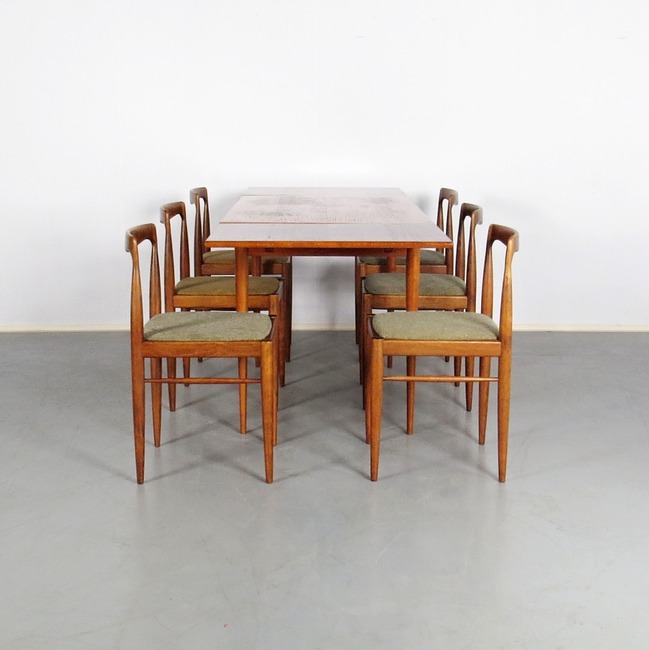 Jídelní stůl a židle - Karel Vyčítal (6 kusů)