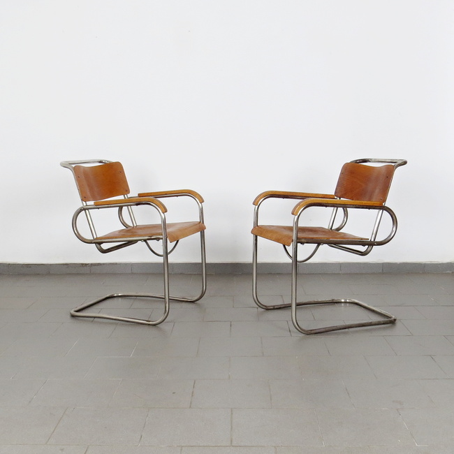 Tubular armchairs - Marcel Breuer (pair)