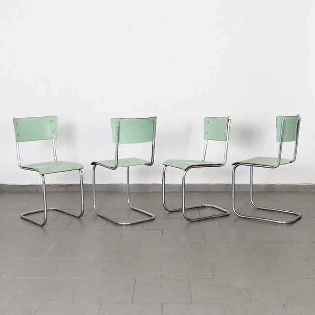Trubkové židle - Mart Stam (4 kusy)